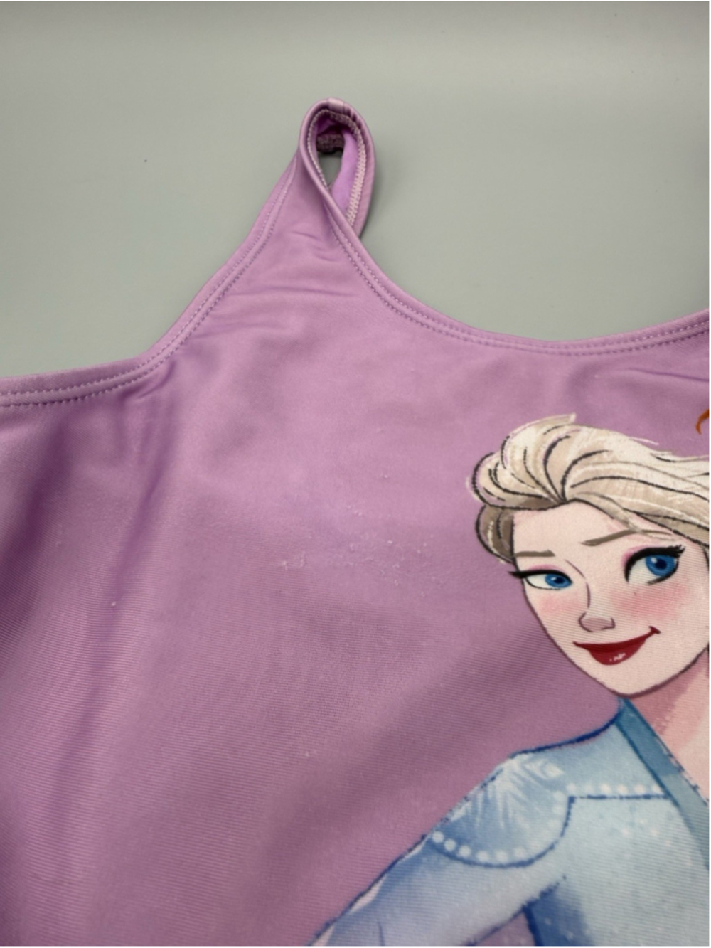 Disney Frozen Elsa Anna Girls 1 Pc Swimsuit 2-Piece Look Peekaboo Waist 7 / 8 - Picture 3 of 11